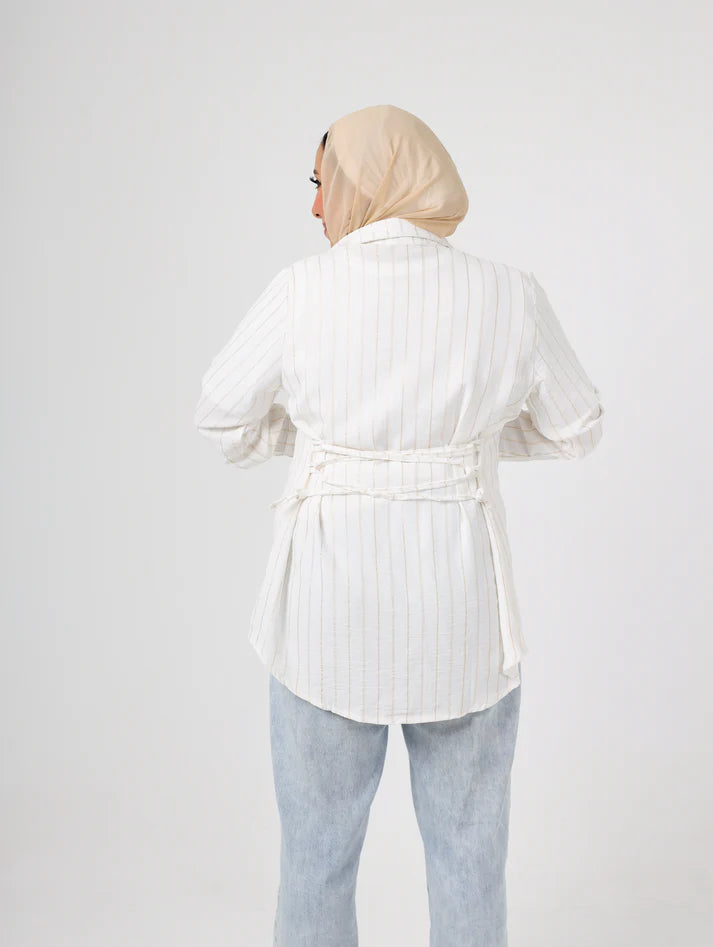 Oversized White Boyfriend striped Shirt