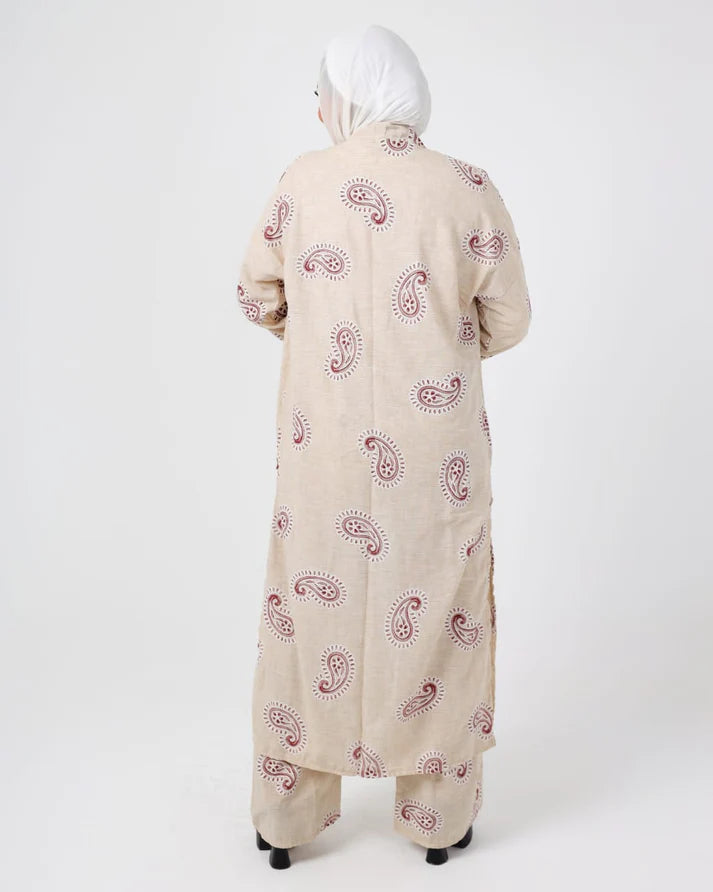 Italian Printed Suit Beige - Nebety