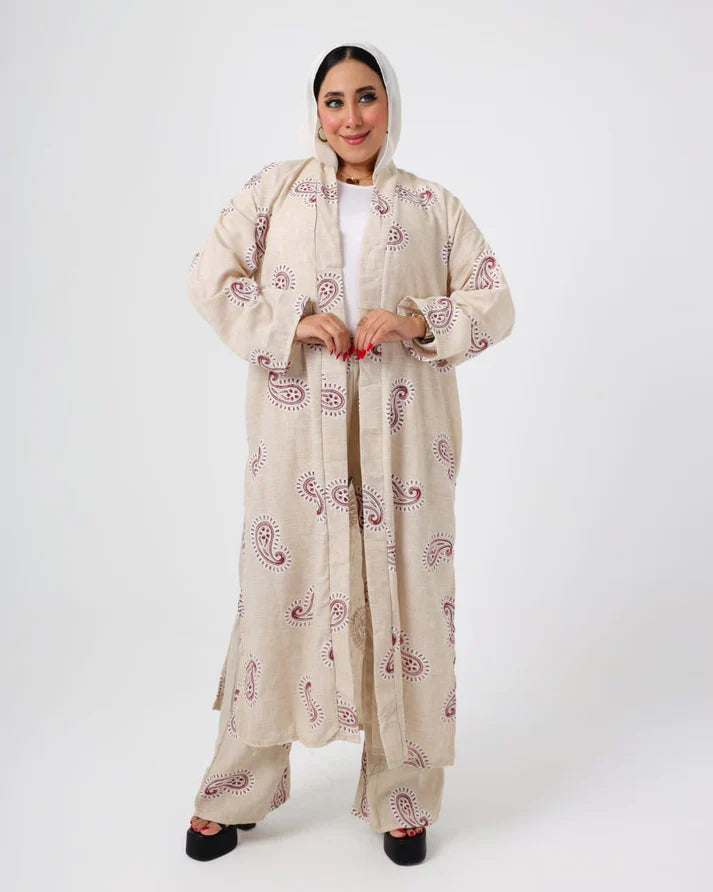 Italian Printed Suit Beige - Nebety