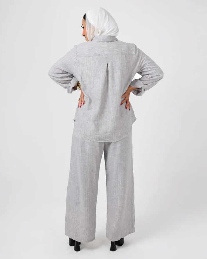 French crystal Gray linen suit
