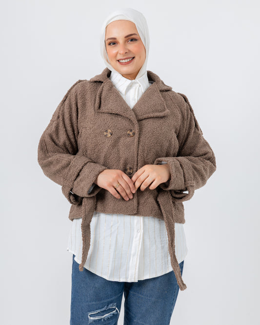 Cropped fur jacket with lining