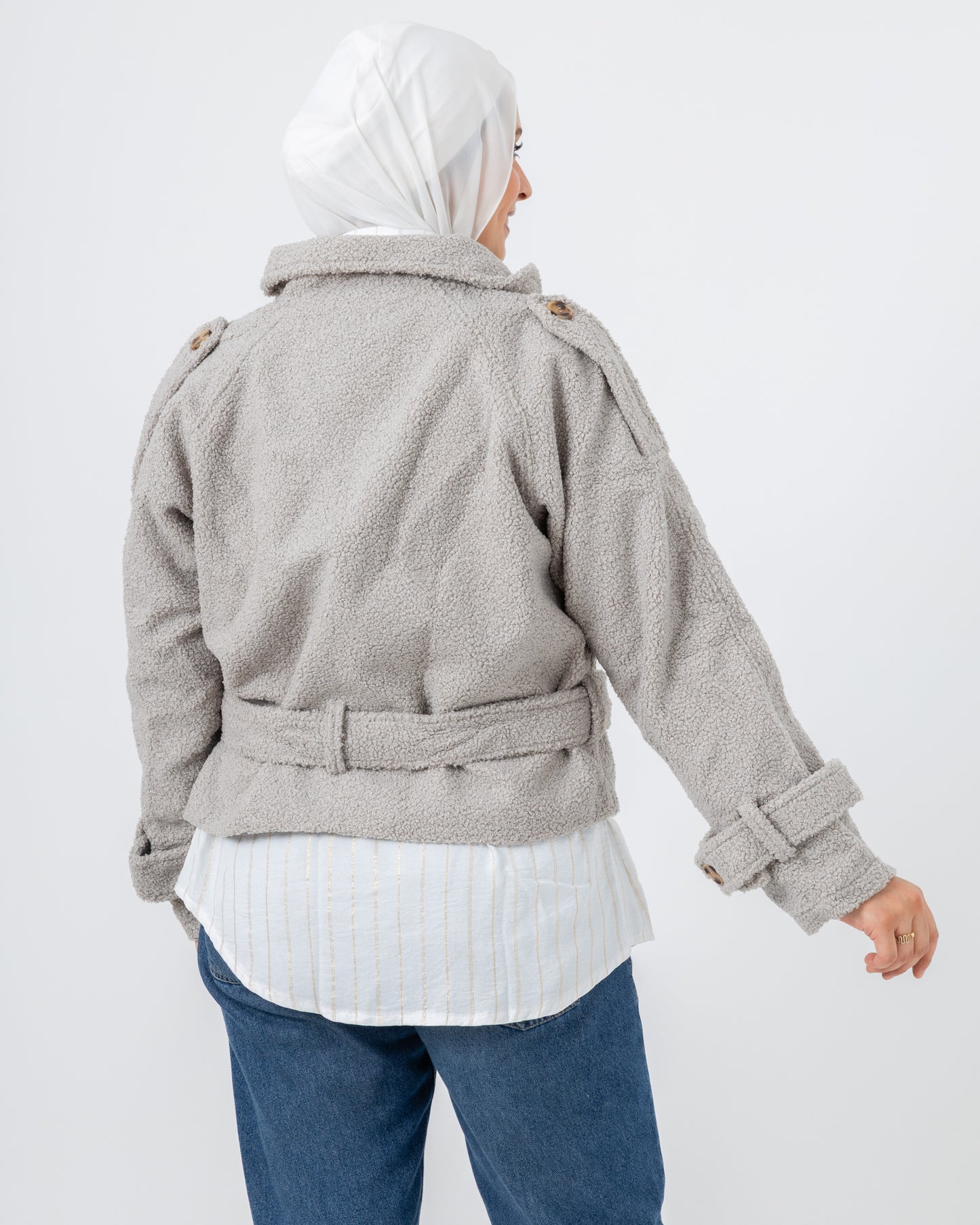 Cropped fur jacket with lining