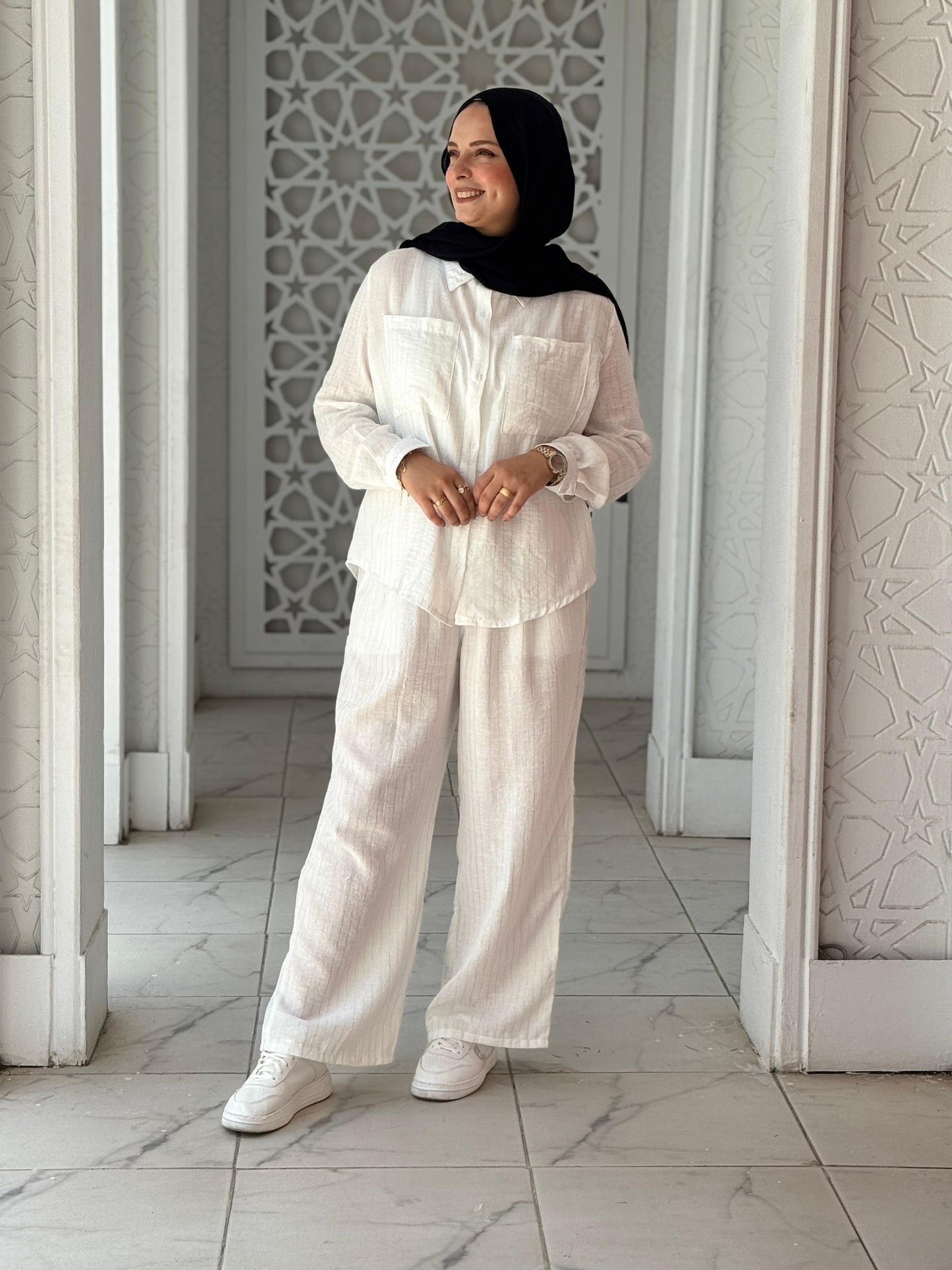 French crystal White linen suit