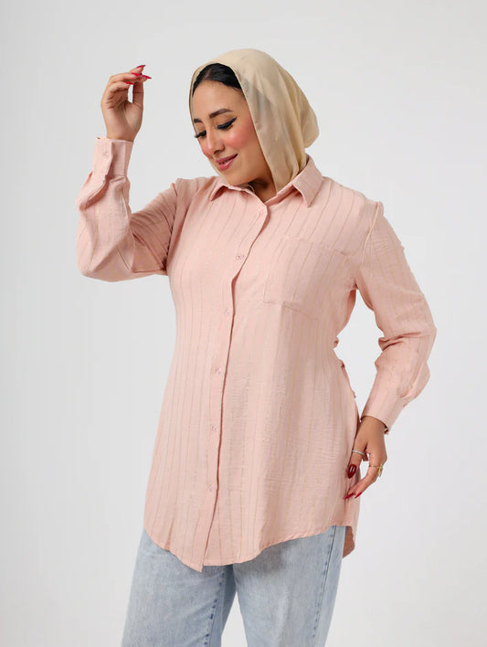 Oversized Pink Boyfriend striped Shirt