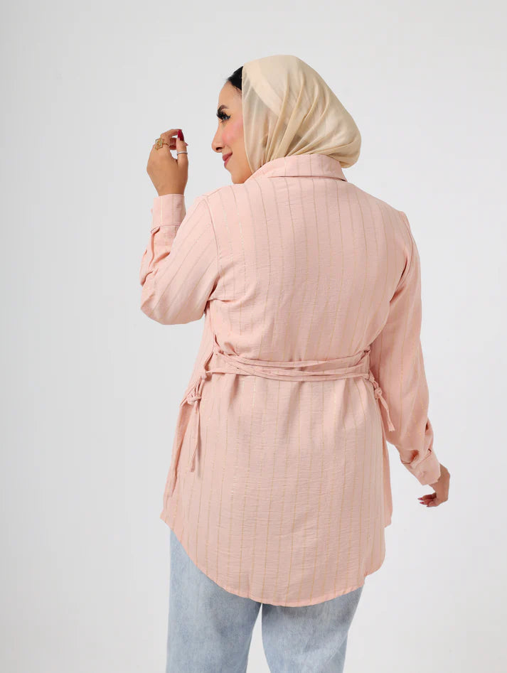 Oversized Pink Boyfriend striped Shirt