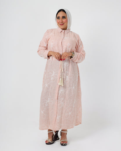 French Embroidered Linen Dress