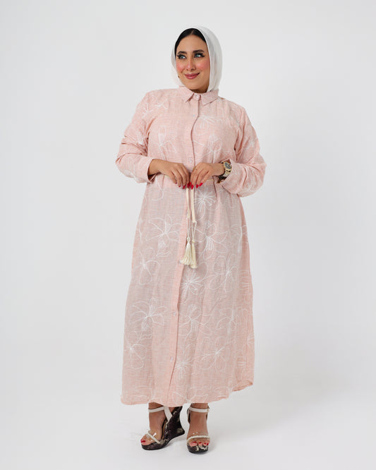 French Embroidered Linen Dress