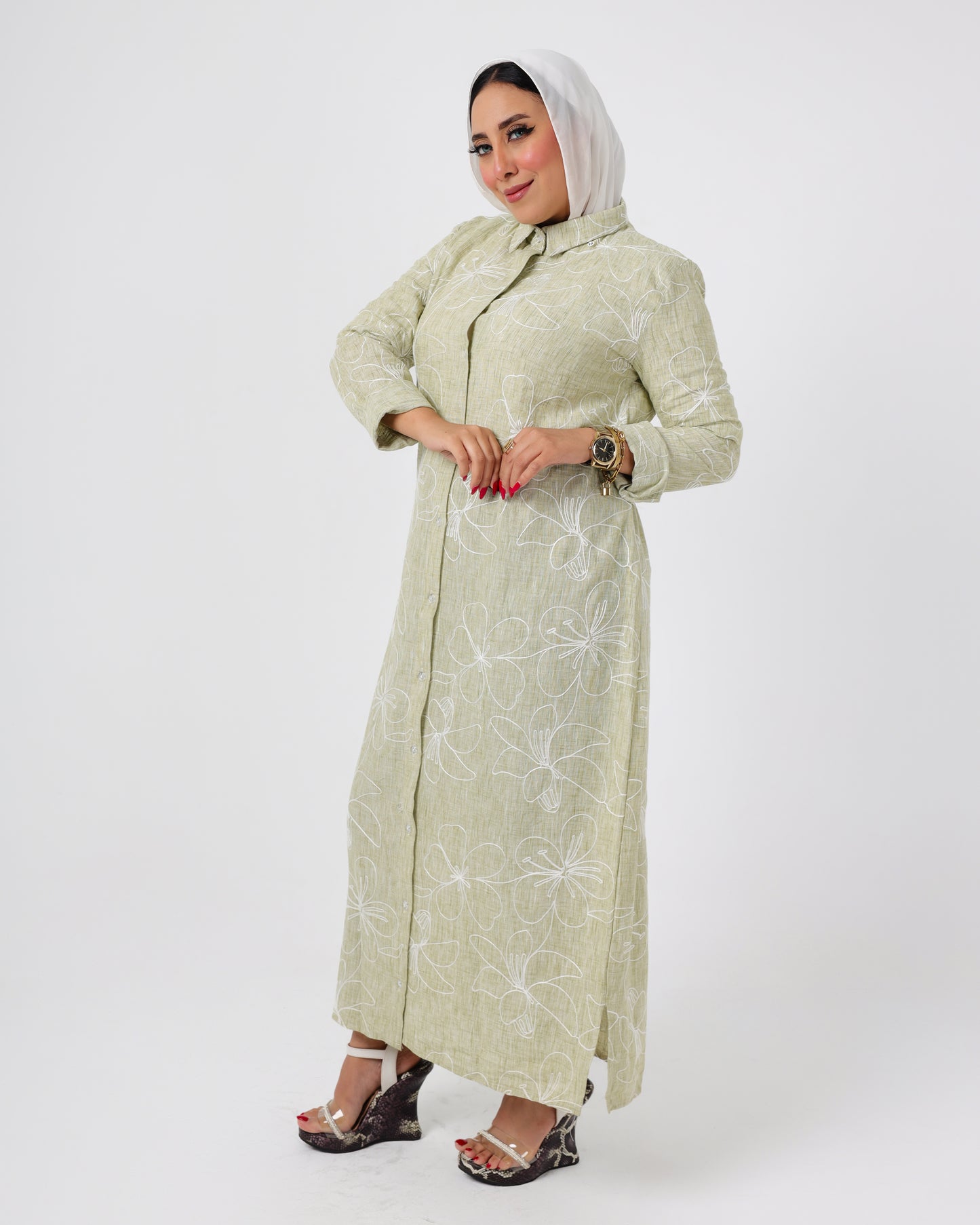 French Embroidered Linen Dress