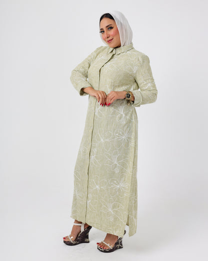 French Embroidered Linen Dress