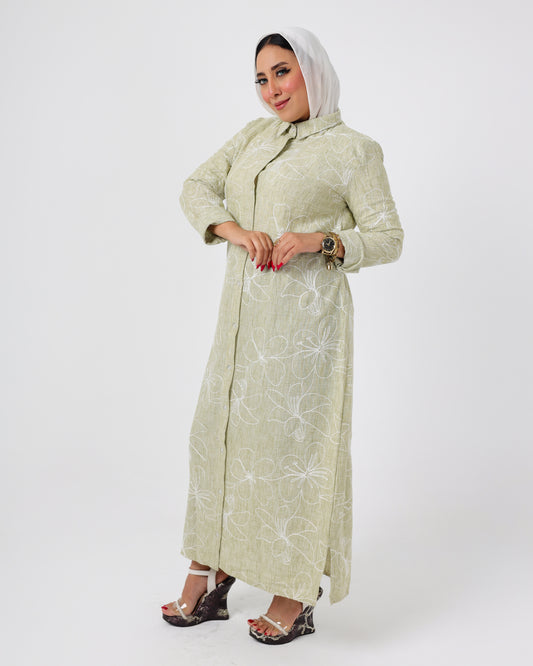 French Embroidered Linen Dress