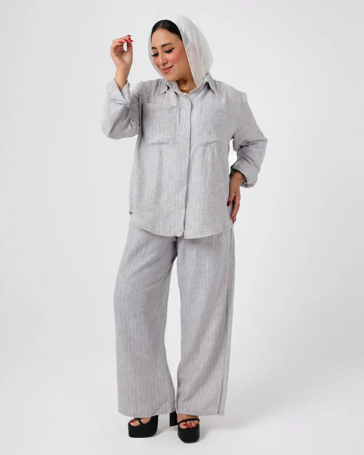 French crystal Gray linen suit