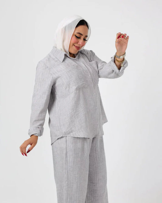 French crystal Gray linen suit