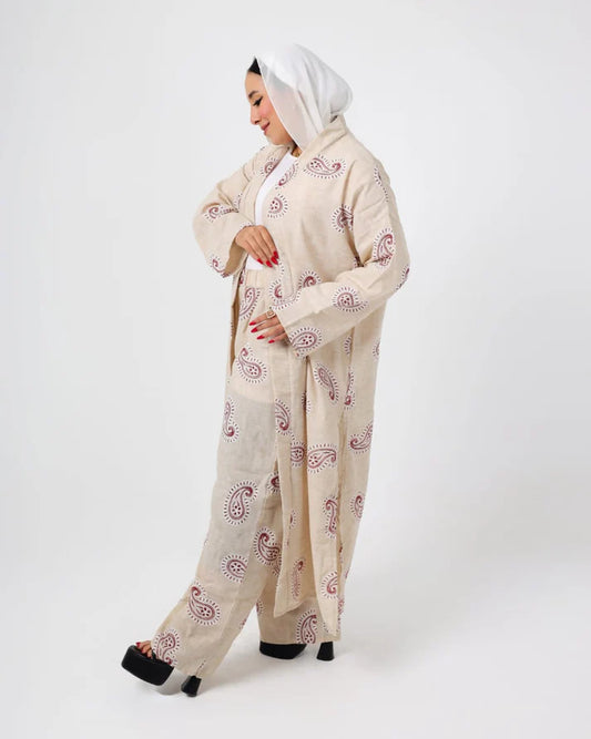 Italian Printed Suit Beige - Nebety