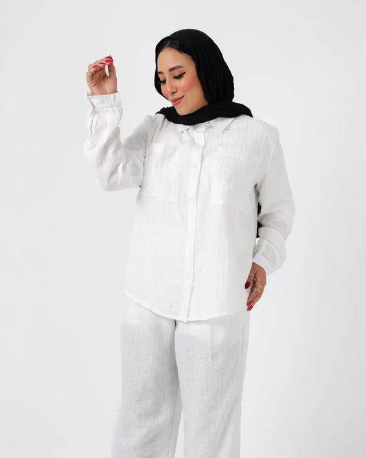 French crystal White linen suit