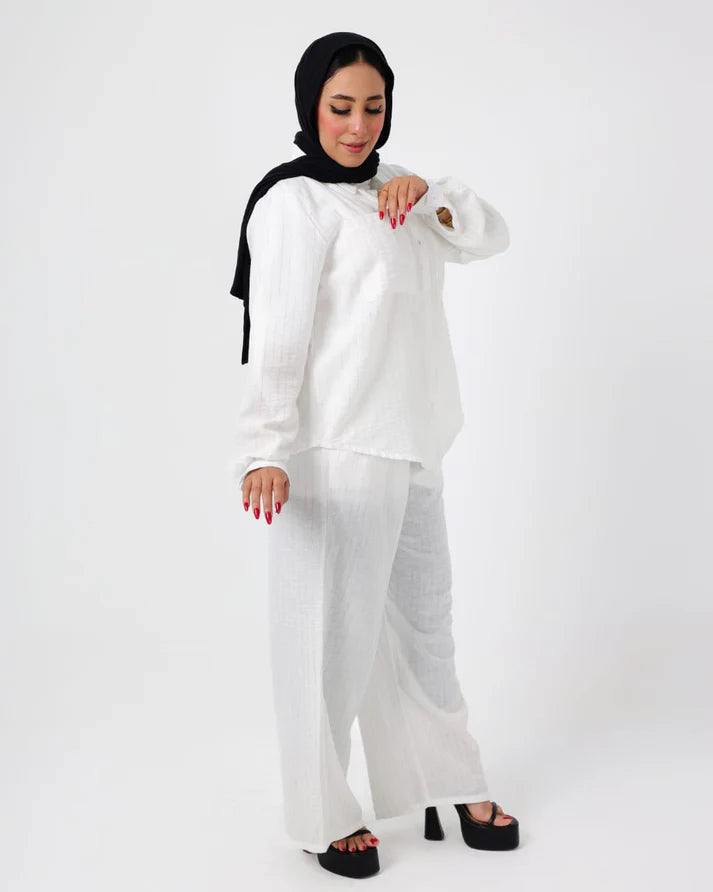French crystal White linen suit