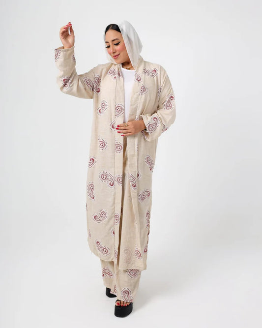 Italian Printed Suit Beige - Nebety