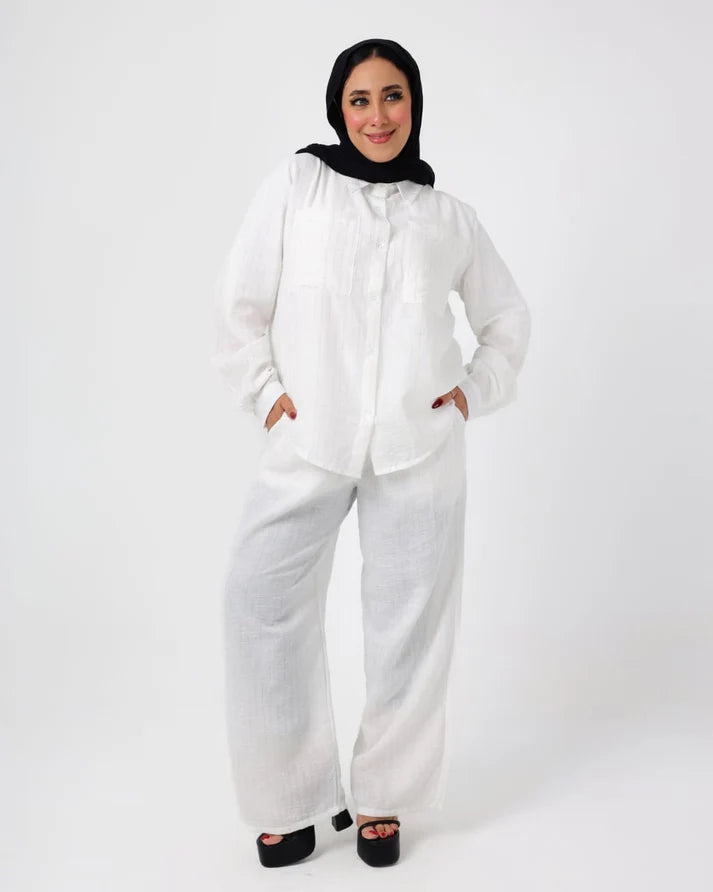 French crystal White linen suit