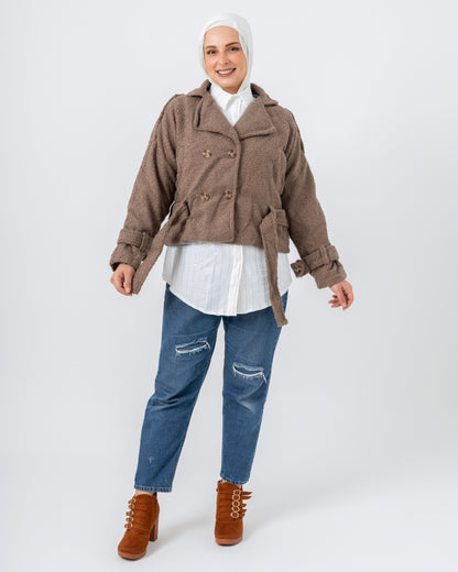 Cropped fur jacket with lining