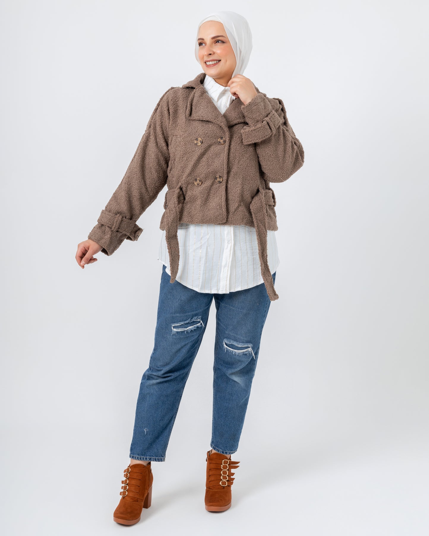 Cropped fur jacket with lining