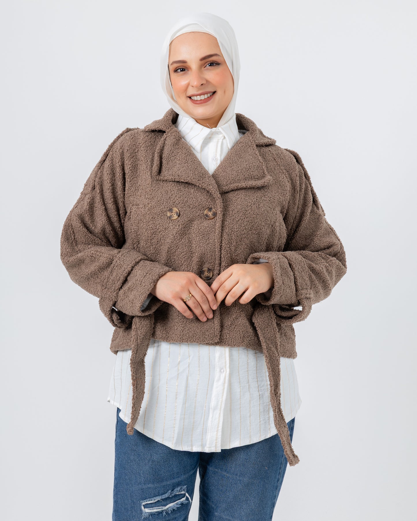 Cropped fur jacket with lining