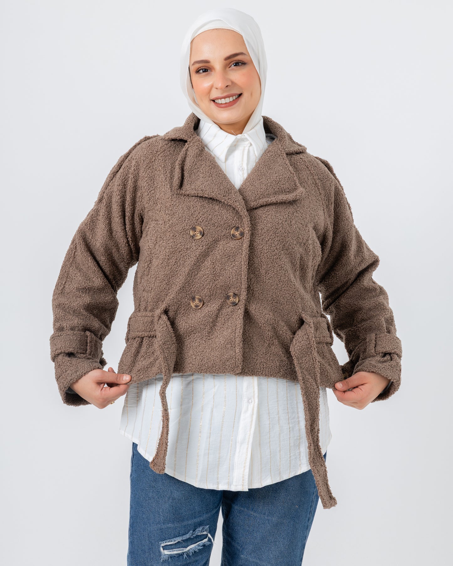 Cropped fur jacket with lining