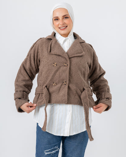 Cropped fur jacket with lining