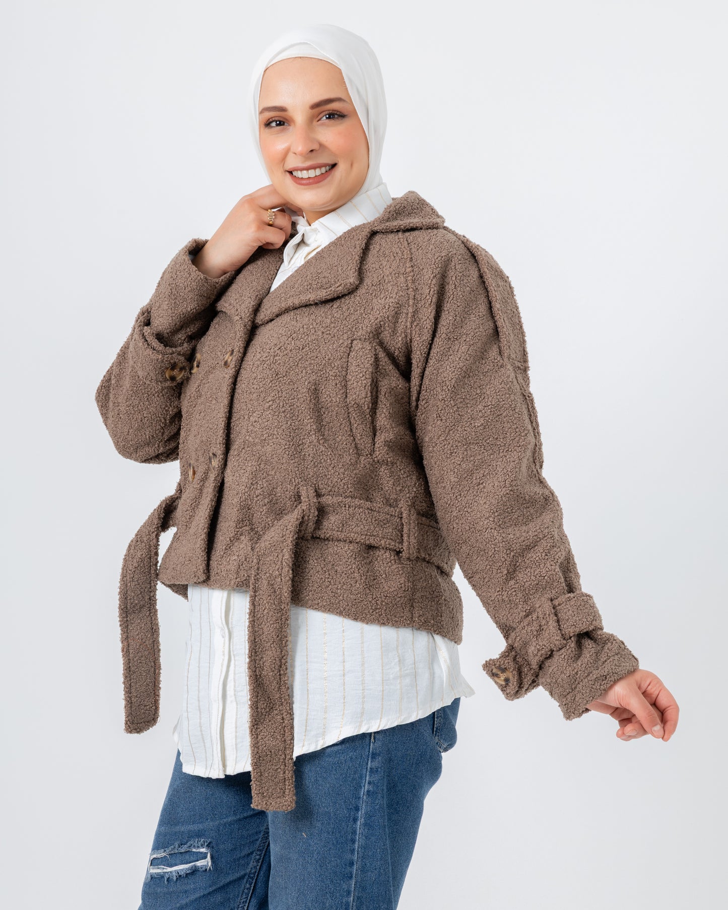 Cropped fur jacket with lining