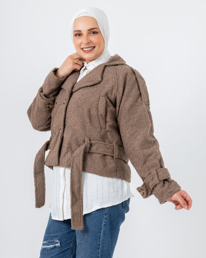 Cropped fur jacket with lining