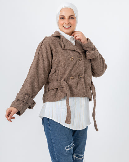 Cropped fur jacket with lining