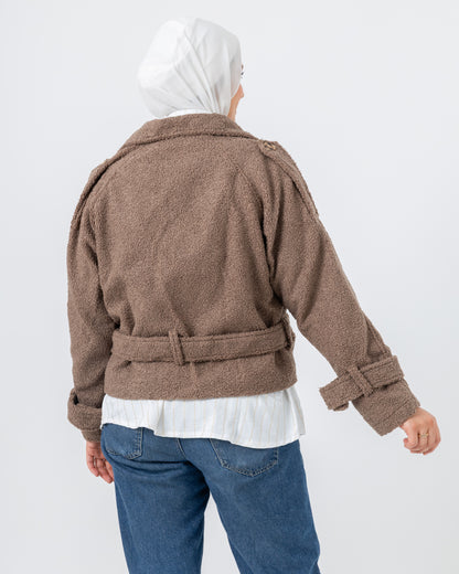 Cropped fur jacket with lining