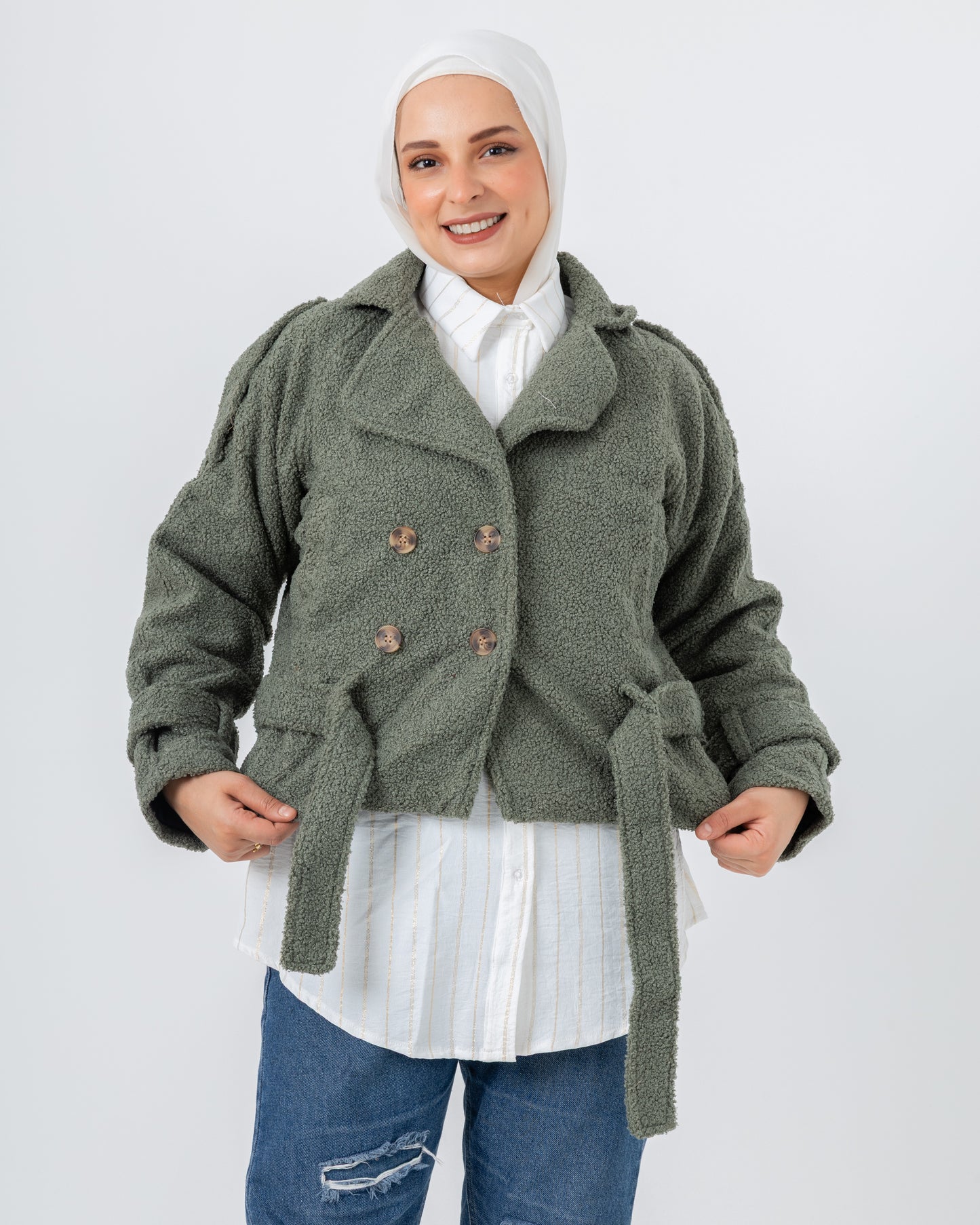 Cropped fur jacket with lining