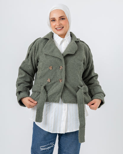 Cropped fur jacket with lining
