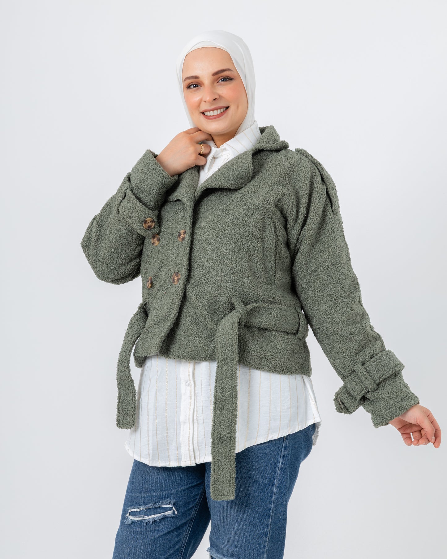 Cropped fur jacket with lining