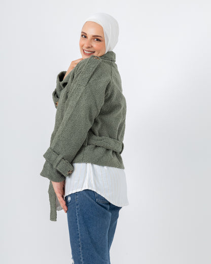 Cropped fur jacket with lining