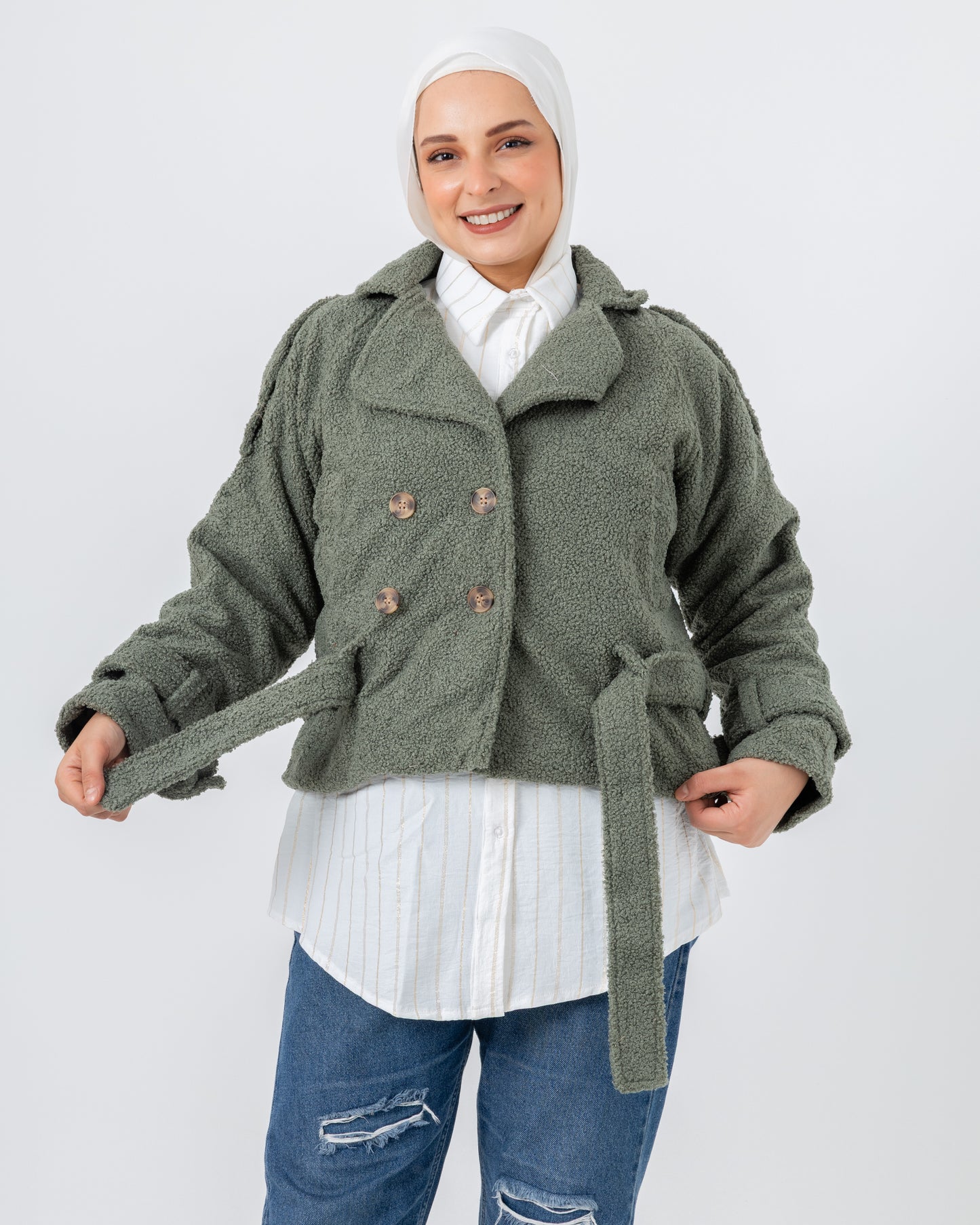 Cropped fur jacket with lining