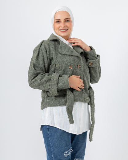 Cropped fur jacket with lining