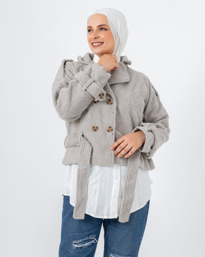 Cropped fur jacket with lining