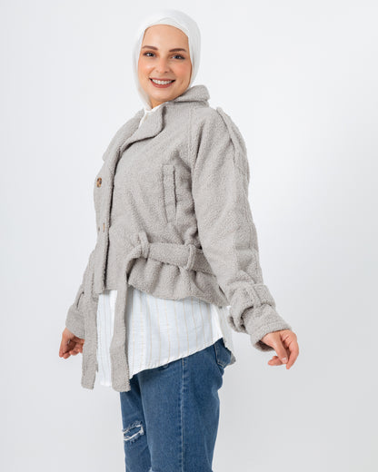 Cropped fur jacket with lining