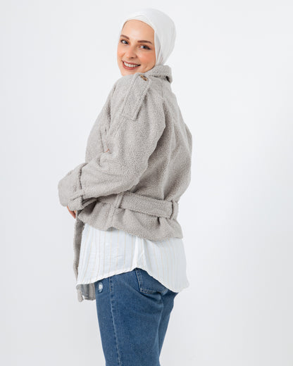 Cropped fur jacket with lining