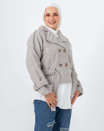 Cropped fur jacket with lining