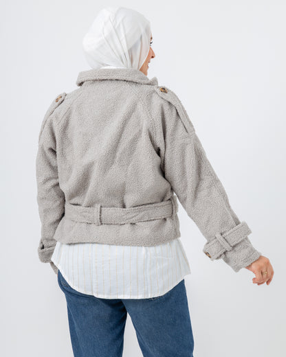 Cropped fur jacket with lining