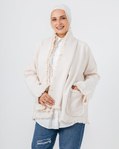 Jacket with a fringed scarf