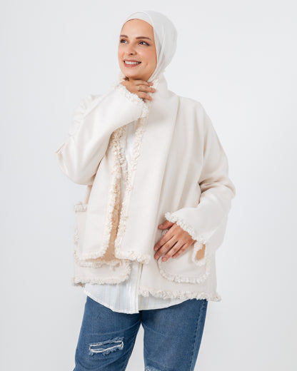 Jacket with a fringed scarf