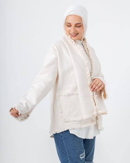 Jacket with a fringed scarf