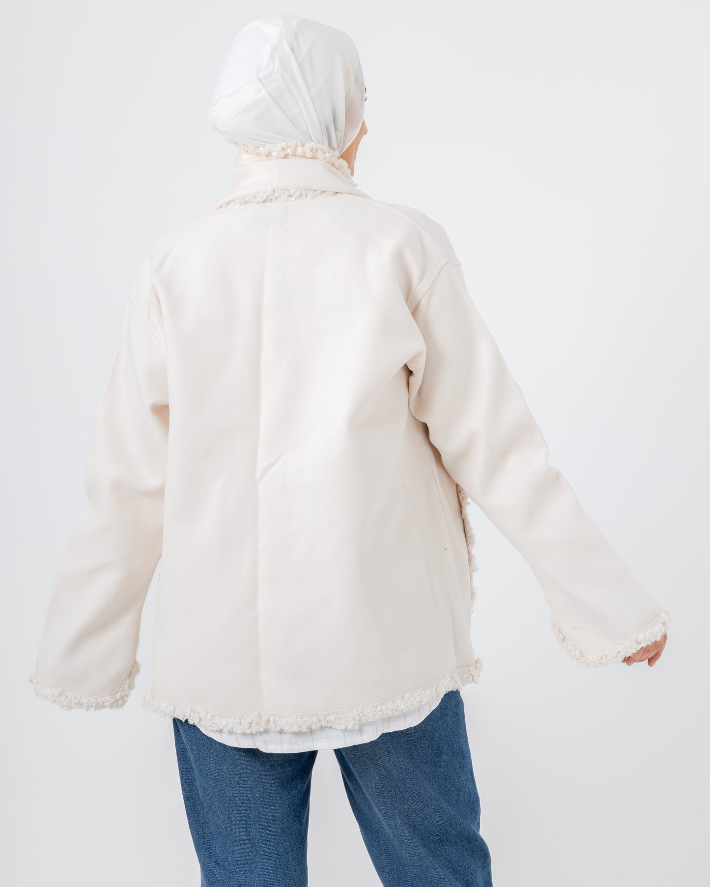 Jacket with a fringed scarf