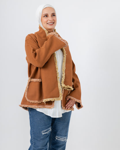 Jacket with a fringed scarf