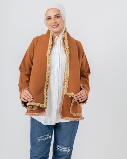 Jacket with a fringed scarf