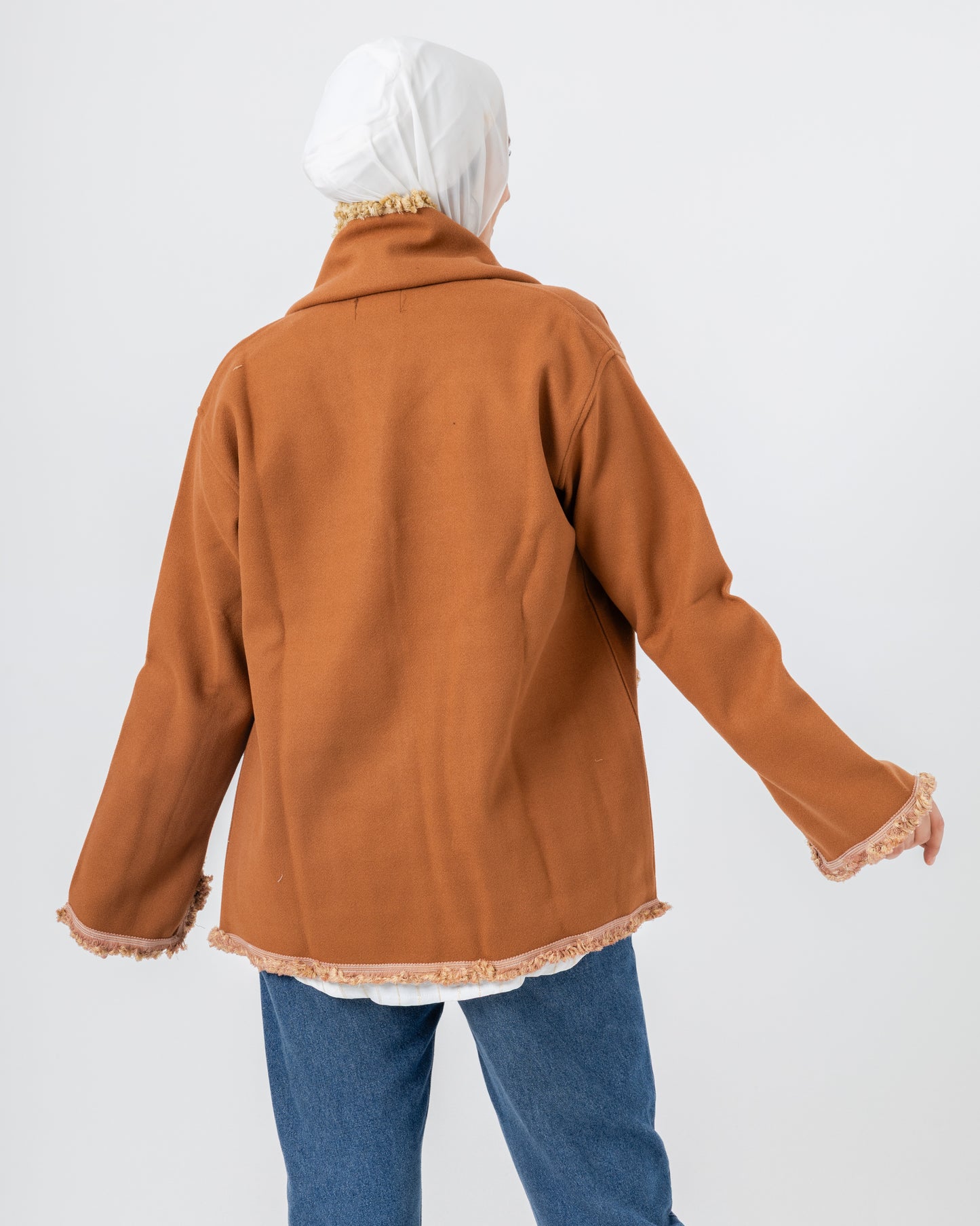 Jacket with a fringed scarf