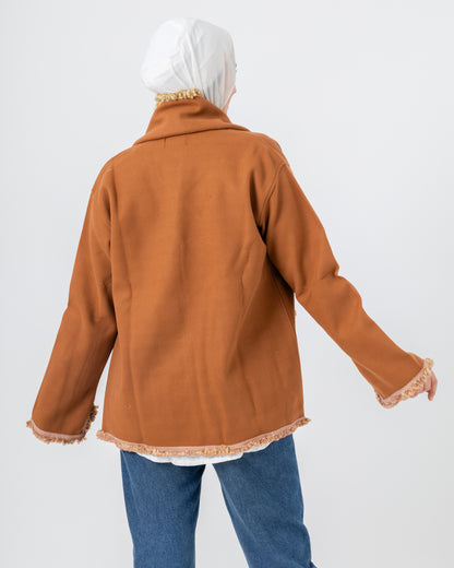 Jacket with a fringed scarf