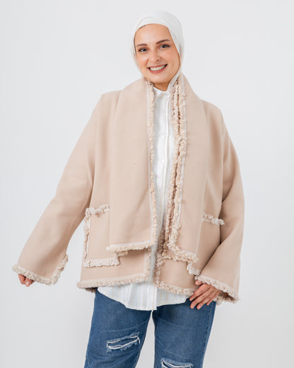 Jacket with a fringed scarf